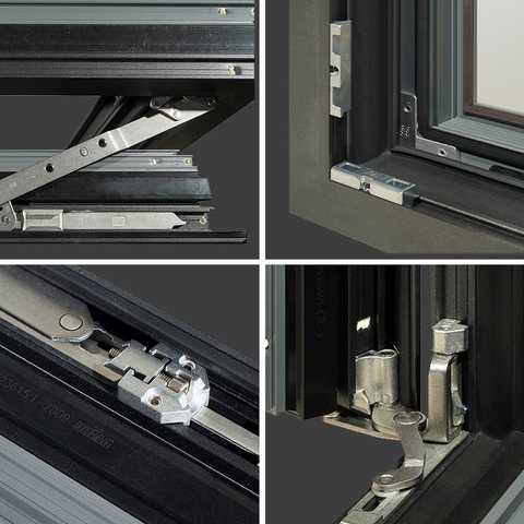 Aluminium window hardware: hinges, locking points, and multipoint gear