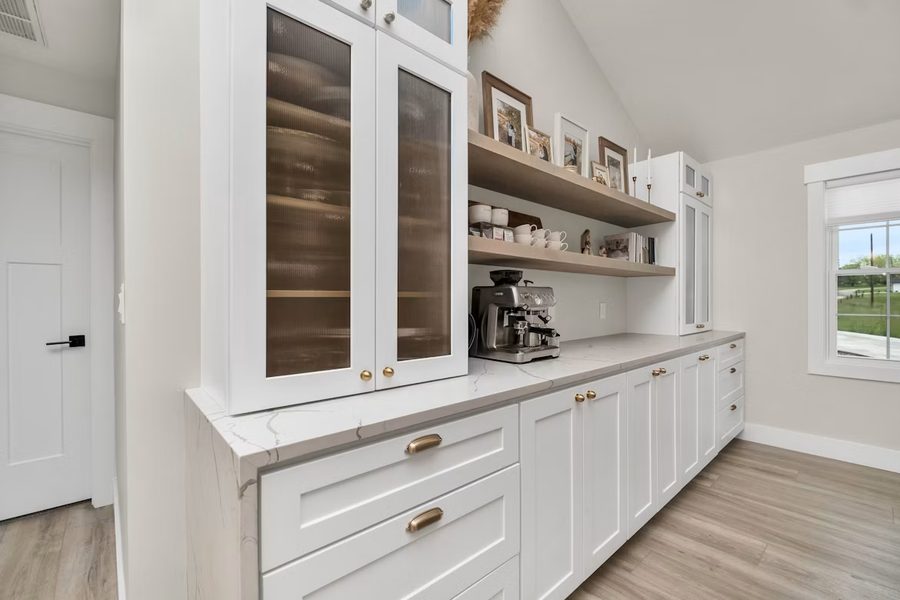 Custom cabinetry and quartz countertop