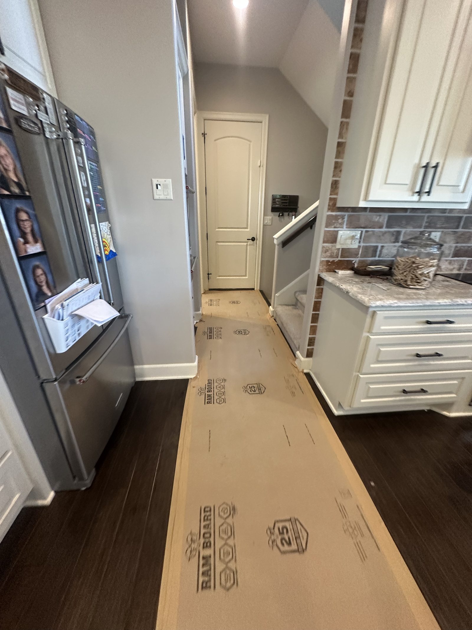 Kitchen during cabinet and appliance installation