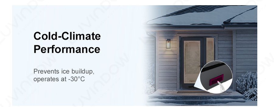 Cold-climate performance, rated to operate at -30C and prevent ice buildup